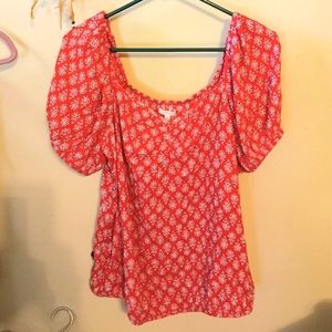 Pretty Red Maurcies Flower Boho Top .